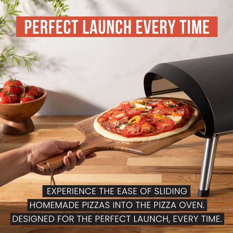 Chef Pomodoro 14-inch Acacia Pizza Peel, Wooden Pizza Peel 14 Inch - Image 3