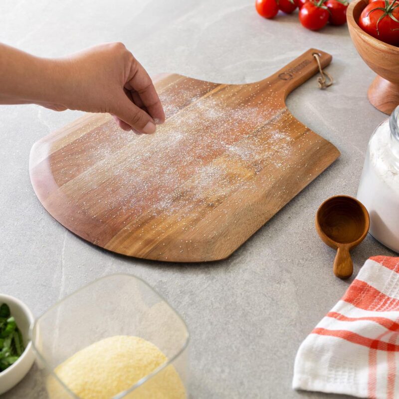 Chef Pomodoro 14-inch Acacia Pizza Peel, Wooden Pizza Peel 14 Inch - Image 5