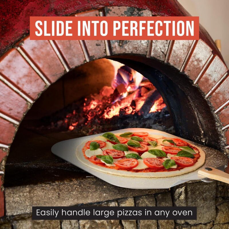 Chef Pomodoro Aluminum Metal Pizza Peel with Foldable Wood Handle for Easy Storage - Image 5