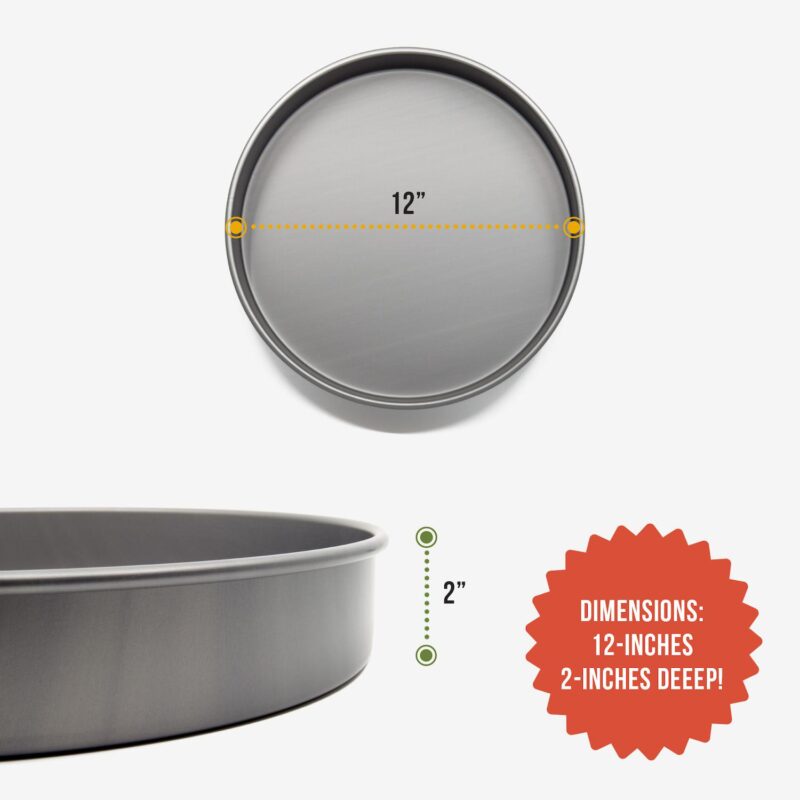 Chef Pomodoro Chicago Deep Dish Pizza Pan, 12-inch, Hard Anodized Aluminum, Pre-seasoned Bakeware - Image 2