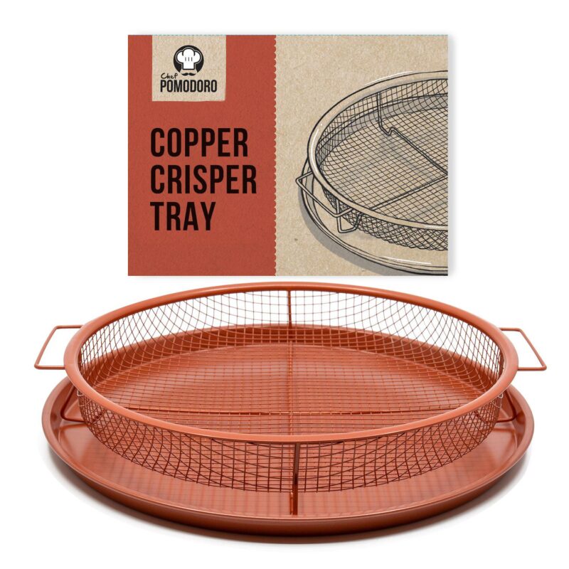 Chef Pomodoro Copper Crisper Tray, Deluxe Air Fry In Your Oven, 2-piece Set (round - Large) - Image 6