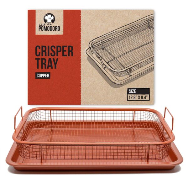 Chef Pomodoro Copper Crisper Tray, Deluxe Air Fry In Your Oven, 2-piece Set (round - Large)