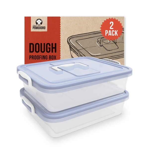 Chef Pomodoro Large Pizza Dough Proofing Box Kit 2-pack, 17 X 13-inch, Pizza Dough Container (grey)