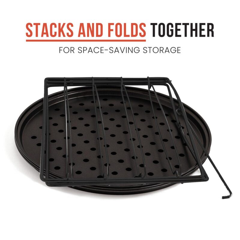 Chef Pomodoro Pizza Baking Set With 3 Pizza Pans And Pizza Rack, Non-stick Perforated Pizza Trays - Image 4