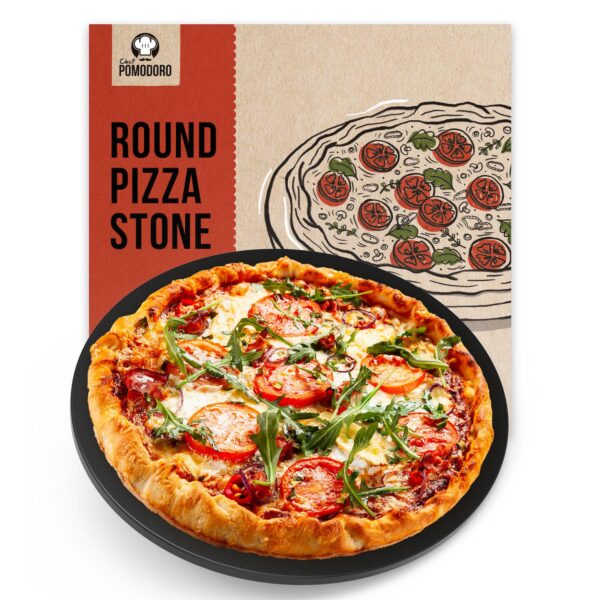 Chef Pomodoro Round Pizza Stone For Grill And Oven, Natural Baking Stone For Ovens And Grills - 15