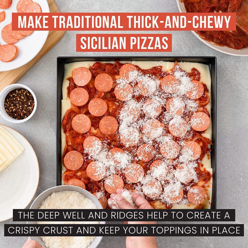 Chef Pomodoro Sicilian Deep Dish Square Pizza Pan, Non-stick Aluminum - Image 5