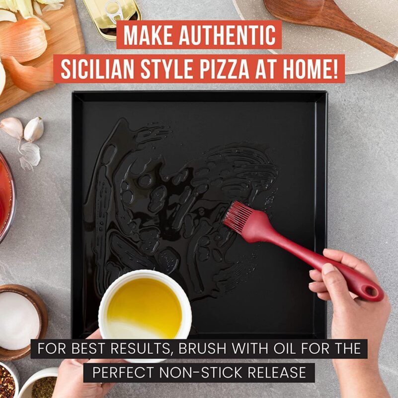 Chef Pomodoro Sicilian Deep Dish Square Pizza Pan, Non-stick Aluminum - Image 3