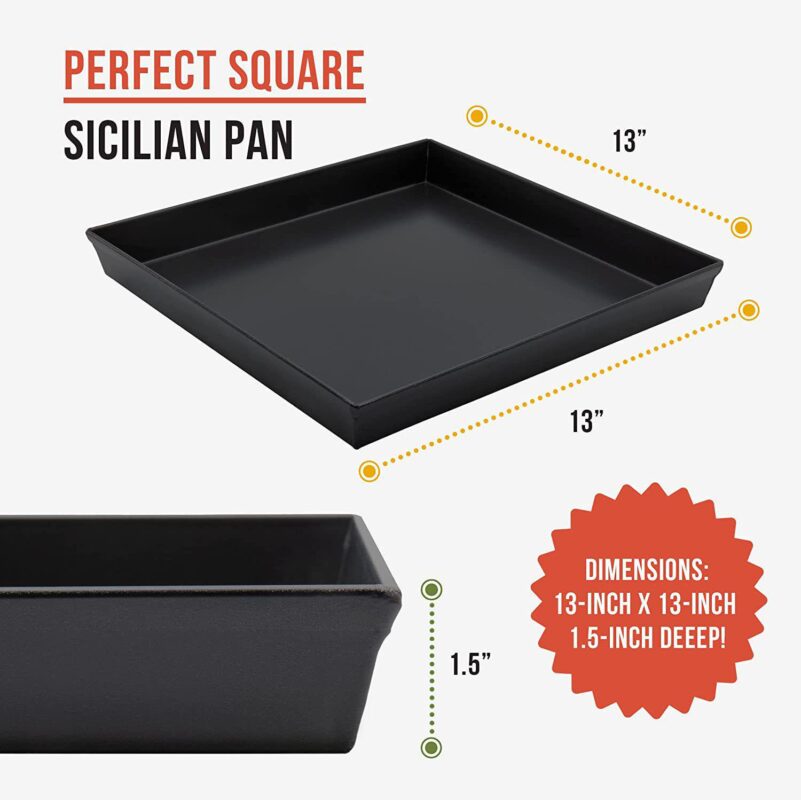 Chef Pomodoro Sicilian Deep Dish Square Pizza Pan, Non-stick Aluminum - Image 2