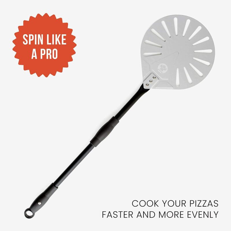 Chef Pomodoro Supreme Aluminum 9-inch Turning Pizza Peel With Detachable Wood Handle - Image 2