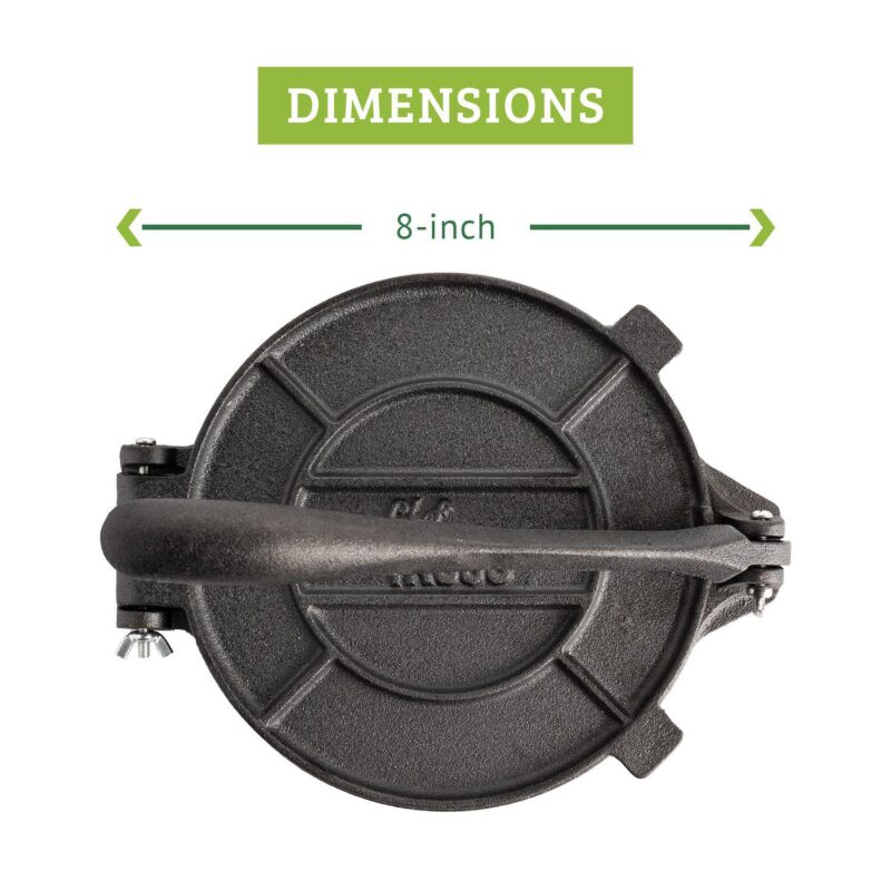 Chef Tacos Authentic Cast Iron Tortilla Press, 8-inch, Pre-seasoned Corn Or Flour Tortilla Maker - Image 3