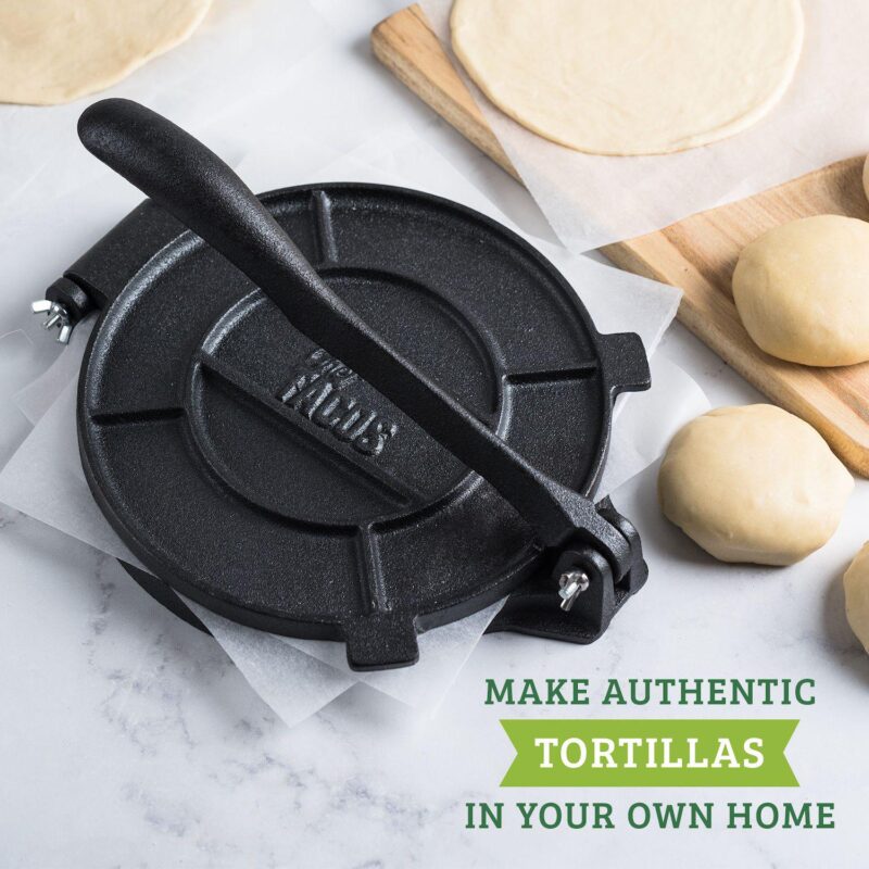 Chef Tacos Authentic Cast Iron Tortilla Press, 8-inch, Pre-seasoned Corn Or Flour Tortilla Maker - Image 4