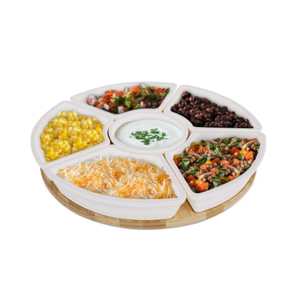 Chef Tacos Ceramic Taco Serving Platter - Divided Serving Tray For Taco Tuesday