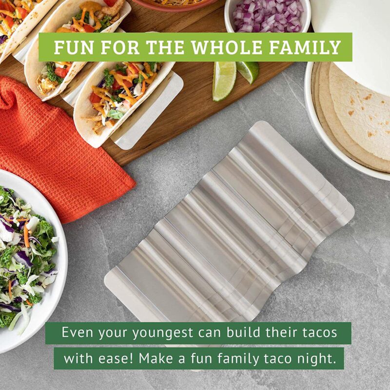 Chef Tacos Stainless Steel Taco Holder Set of 6 - Taco Holder Stand with Handles, Dishwasher Safe - Image 3