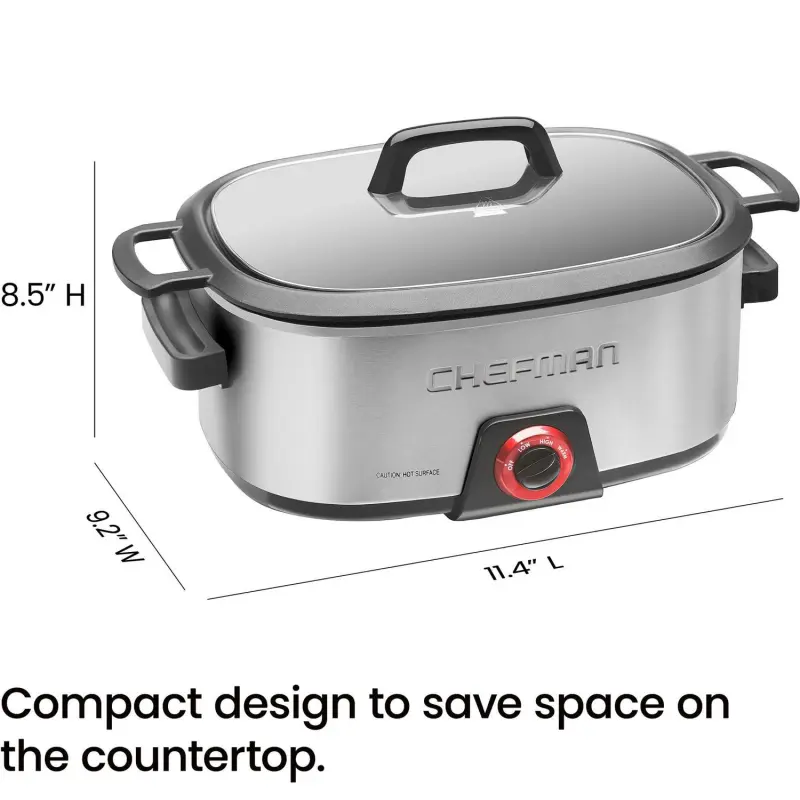Chefman 6-Quart Slow Cooker, Stovetop and Oven-Safe, Removable Insert, Nonstick and Dishwasher-Safe Interior - Image 8