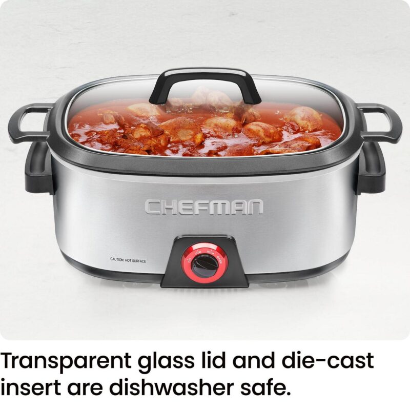 Chefman 6-Quart Slow Cooker, Stovetop and Oven-Safe, Removable Insert, Nonstick and Dishwasher-Safe Interior - Image 7