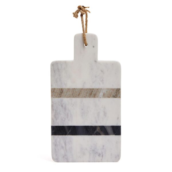 Chic White Striped Marble Charcuterie Board with Handle