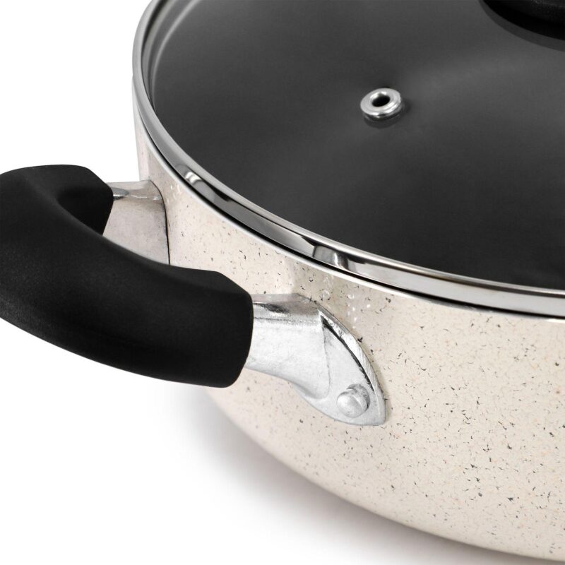 Clairborne 3.6 Quart Nonstick Aluminum Caldero with Lid in Linen - Image 4