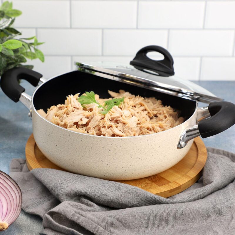 Clairborne 3.6 Quart Nonstick Aluminum Caldero with Lid in Linen - Image 5