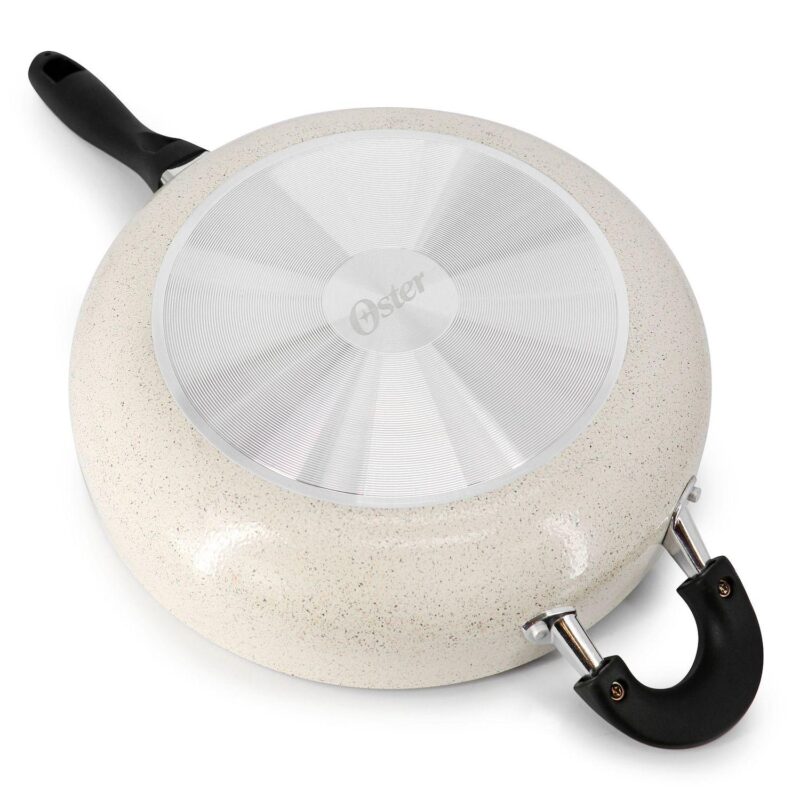 Clairborne 5 Quart Aluminum Nonstick Saute Pan with Lid in Sand - Image 4