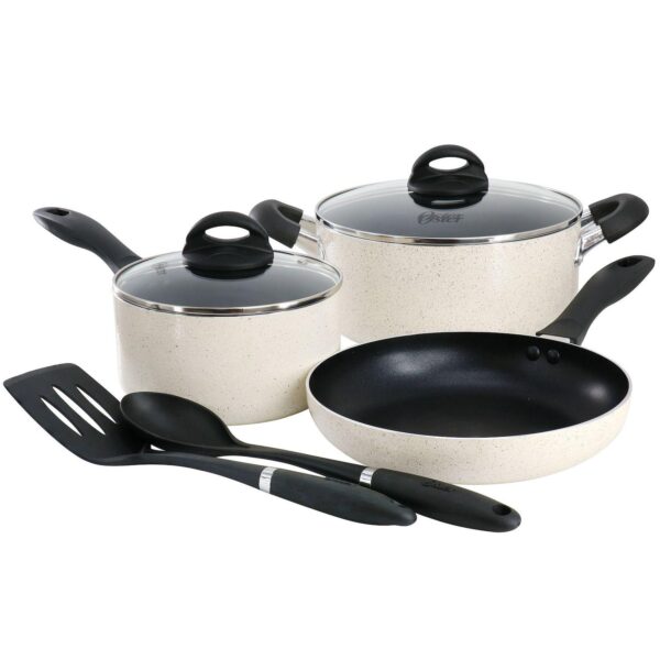 Clairborne 7 Piece Nonstick Aluminum Cookware and Kitchen Tool Set in Linen