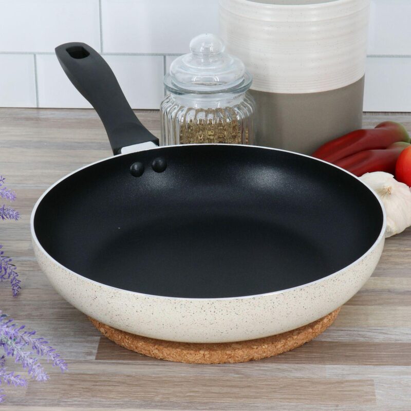 Clairborne 9.5 Inch Round Nonstick Aluminum Frying Pan in Linen - Image 5