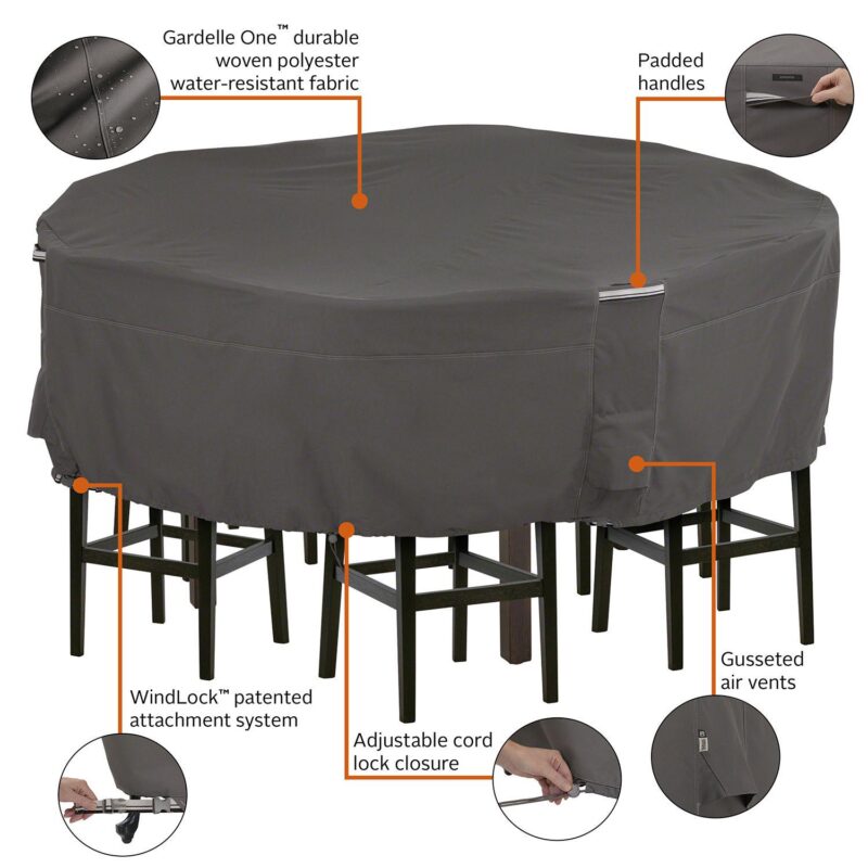 Classic Accessories Ravenna Tall Round Patio Table and Chair Set Cover - Image 6