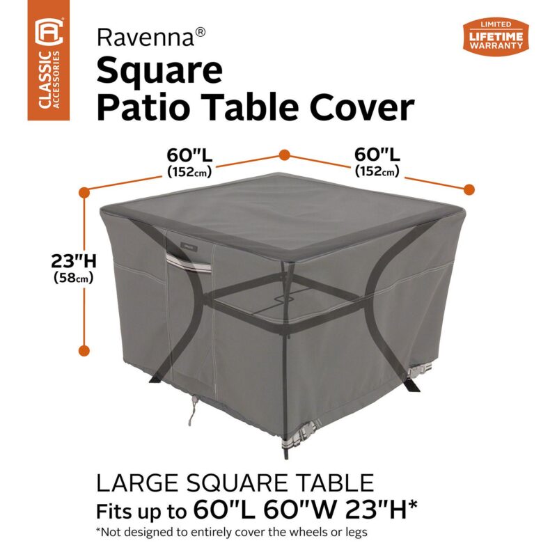 Classic Accessories Ravenna Square Patio Table Cover - Outdoor - Image 6