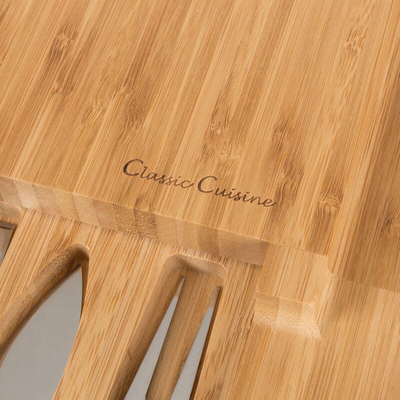 Classic Cuisine Bamboo Cheese Serving Tray with Stainless Steel - Image 6