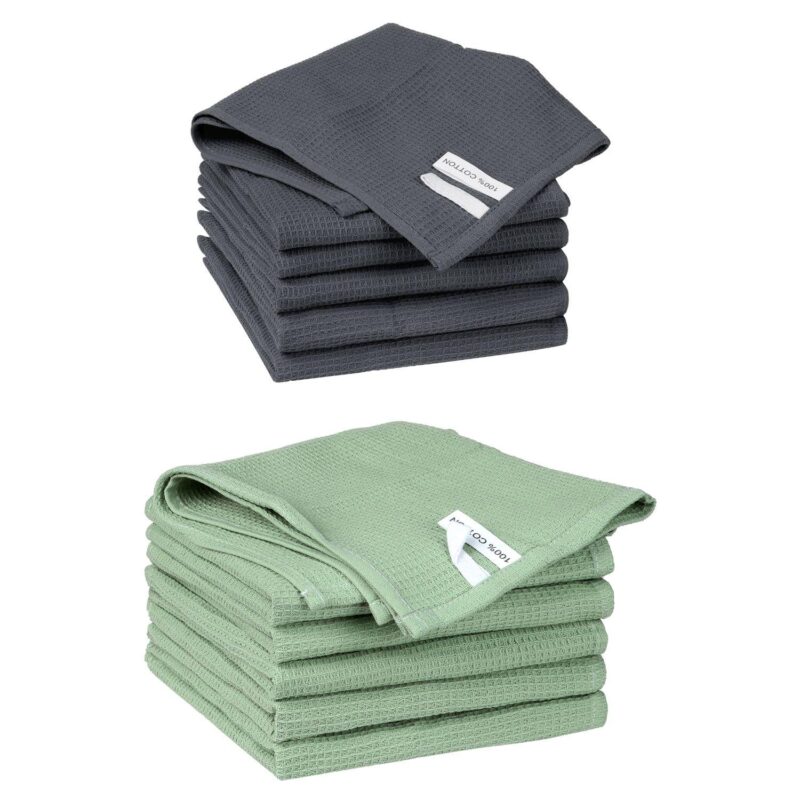 Cleaning Rags 12 Packs Cotton Waffle Cleaning Cloths 14  X 14 - Image 16