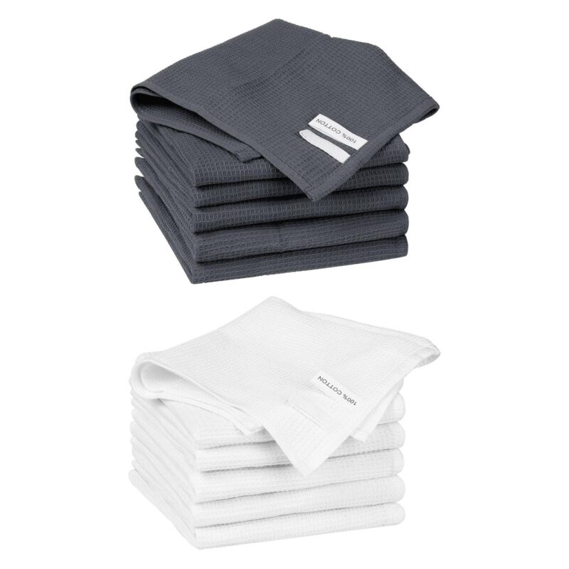 Cleaning Rags 12 Packs Cotton Waffle Cleaning Cloths 14  X 14 - Image 7