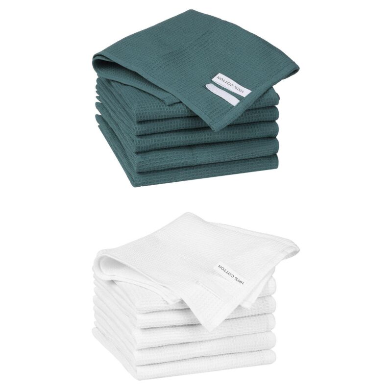 Cleaning Rags 12 Packs Cotton Waffle Cleaning Cloths 14  X 14 - Image 12