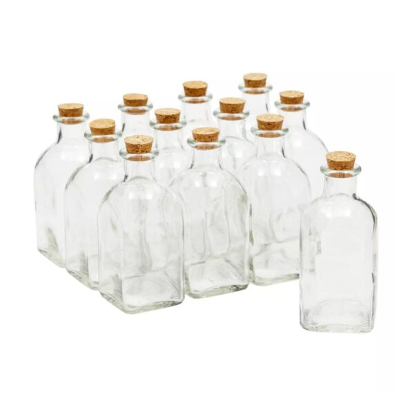 Clear Glass Bottles With Cork Lids Kitchen Containers 4oz 12 Pcs