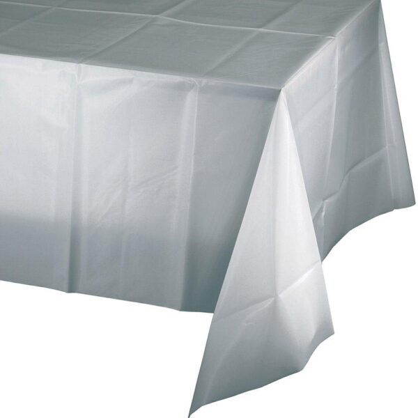 Club Pack Of 12 Silver Solid Shimmering Rectangular Tablecovers 108