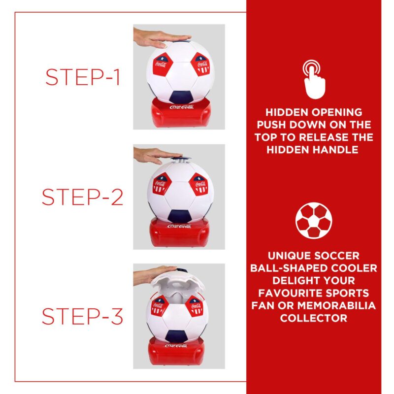 Coca-Cola 5-Can Soccer Ball Mini Fridge Beverage Cooler with Hidden Opening - Image 6