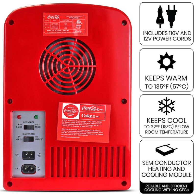 Coca-Cola 6-Can Mini Fridge Cooler/Warmer with Bluetooth Speaker - Image 6