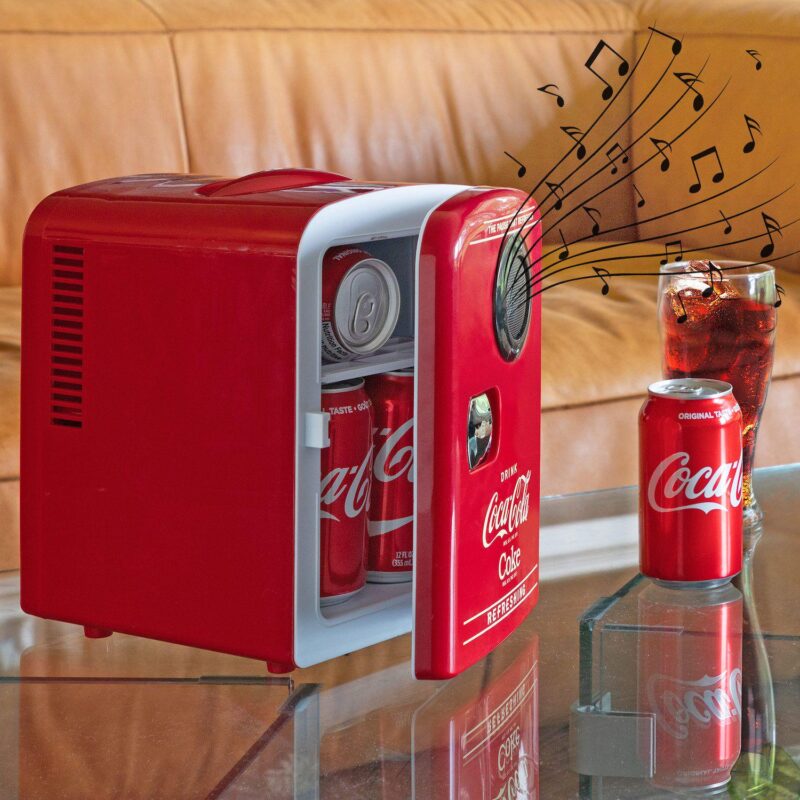 Coca-Cola 6-Can Mini Fridge Cooler/Warmer with Bluetooth Speaker - Image 2