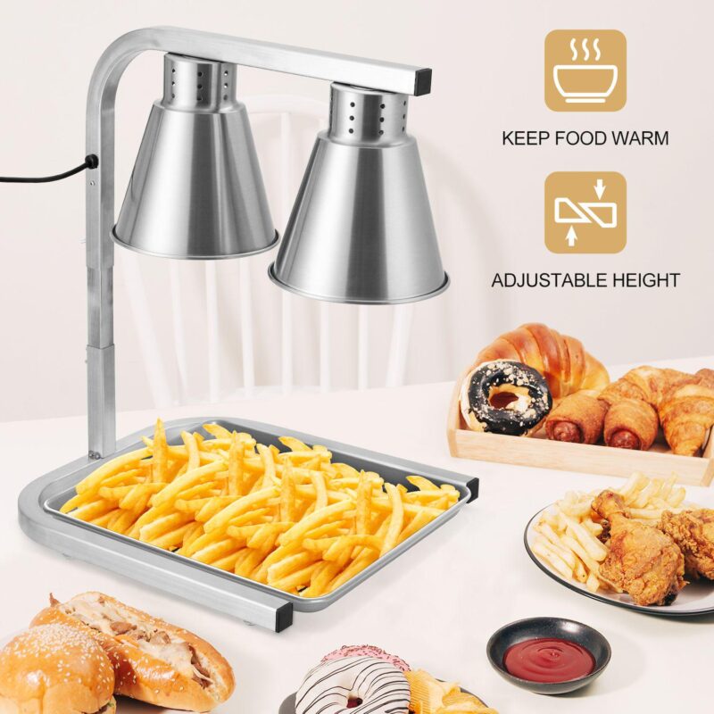 Commercial Food Heat Lamp, 2 Bulbs Food Warming Light - Image 4
