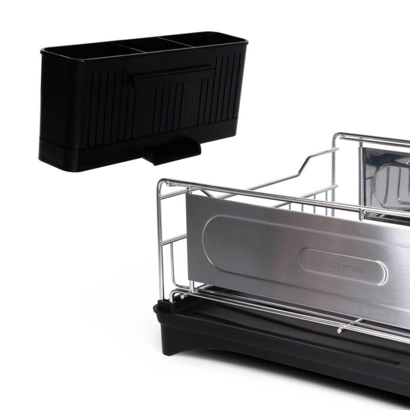 Compact 2-tier Fingerprint-proof Stainless Steel Dish Drying Rack With Swivel Spout Tray - Image 3