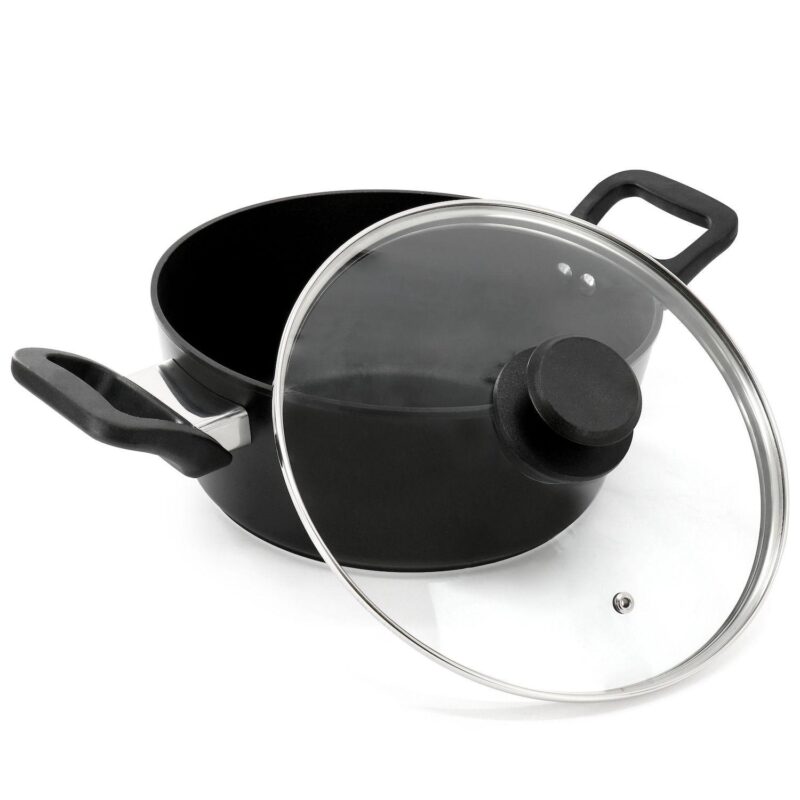Connelly 4 Quart Textured Nonstick Aluminum Dutch Oven with Lid in Black - Image 2
