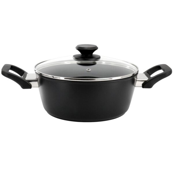 Connelly 4 Quart Textured Nonstick Aluminum Dutch Oven with Lid in Black