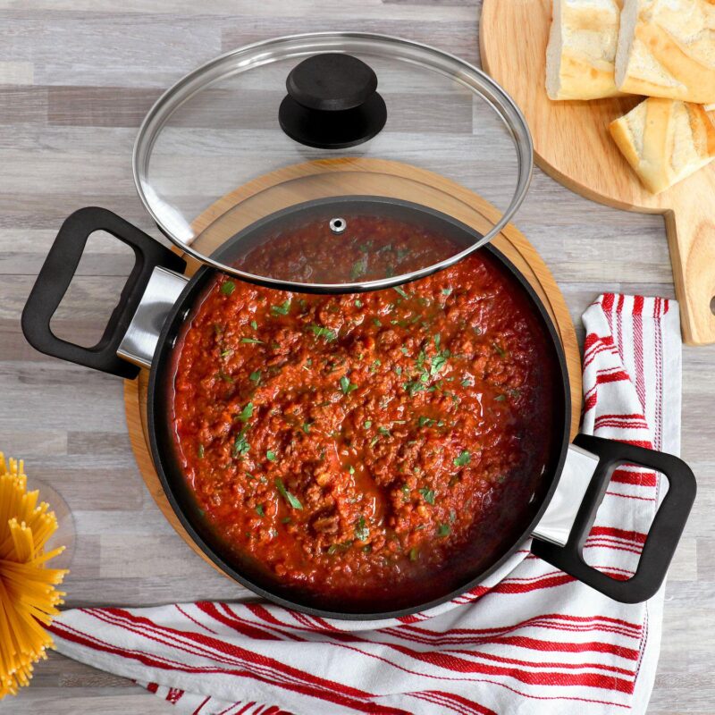 Connelly 4 Quart Textured Nonstick Aluminum Dutch Oven with Lid in Black - Image 5