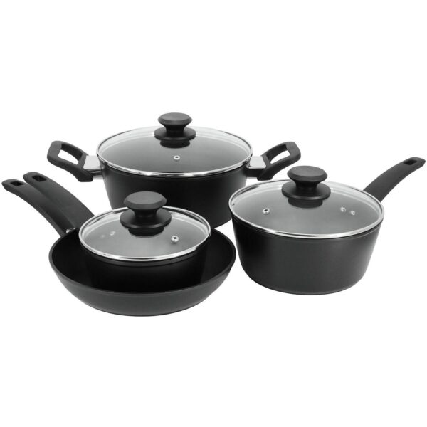 Connelly 7 Piece Textured Nonstick Aluminum Cookware Set in Black