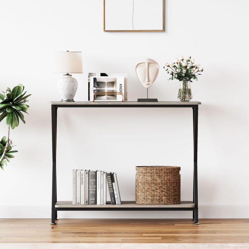 Console Table, 33.5 Industrial Entryway Table with Shelf - Image 2