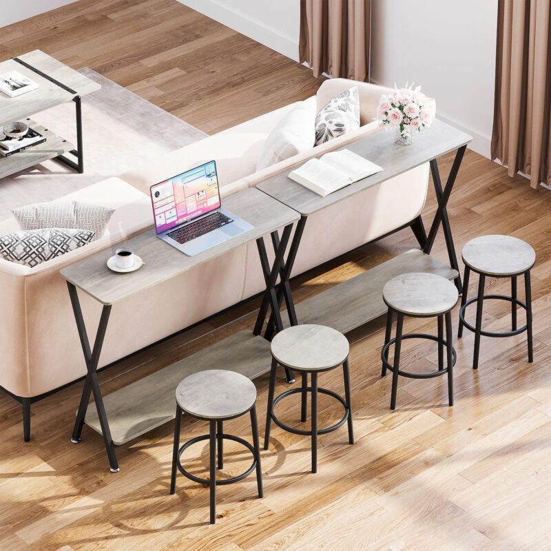 Console Table, 33.5 Industrial Entryway Table with Shelf - Image 4