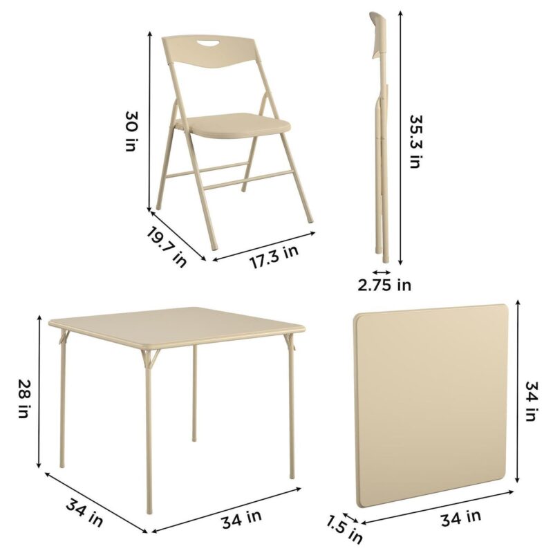 Cosco Folding Table and Plastic Backed Chair 5-piece Set - Image 3