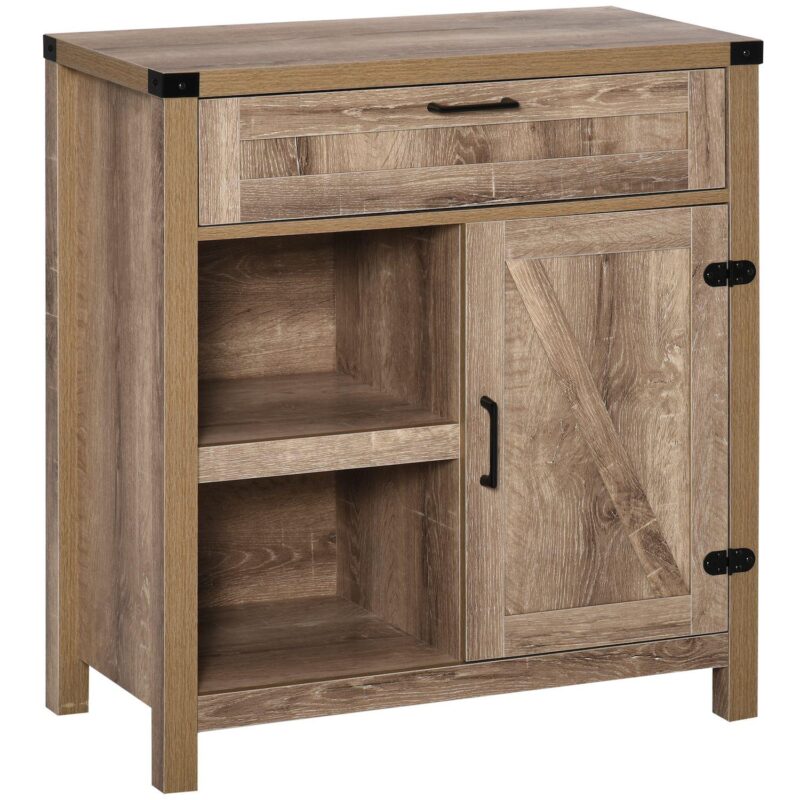 Cottage Inspired Storage Hutch Cupboard With Adjustable Shelves And Open Cabinet - Image 5