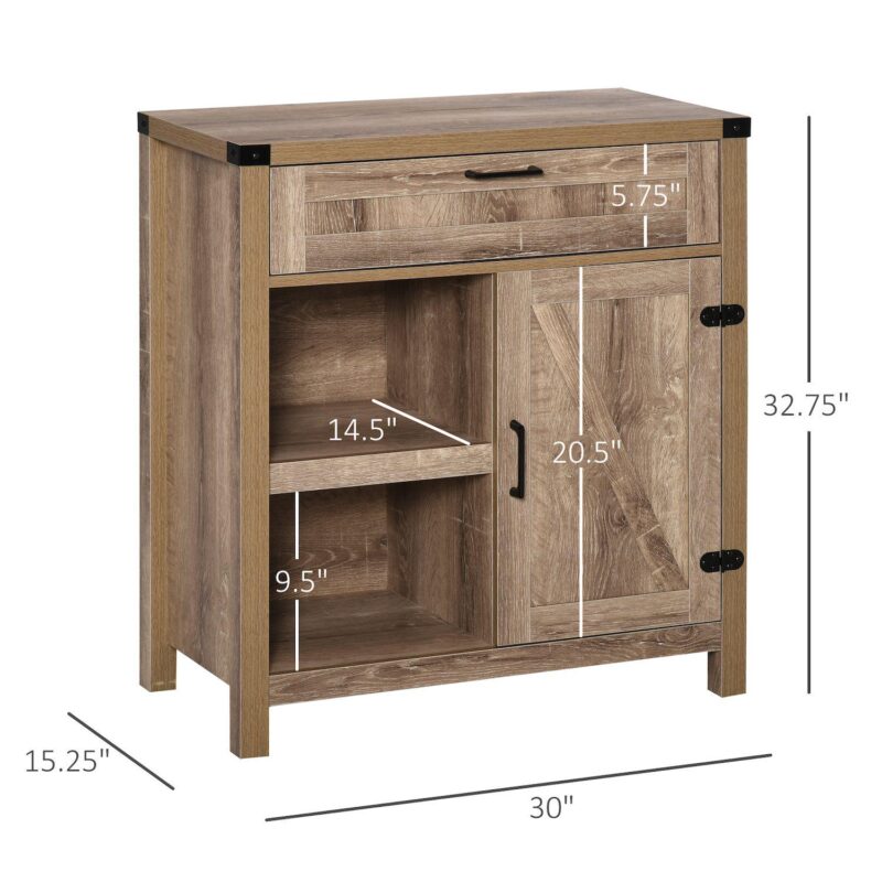 Cottage Inspired Storage Hutch Cupboard With Adjustable Shelves And Open Cabinet - Image 3