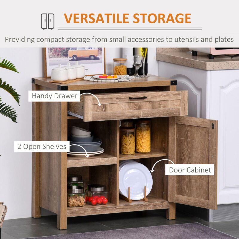 Cottage Inspired Storage Hutch Cupboard With Adjustable Shelves And Open Cabinet - Image 4