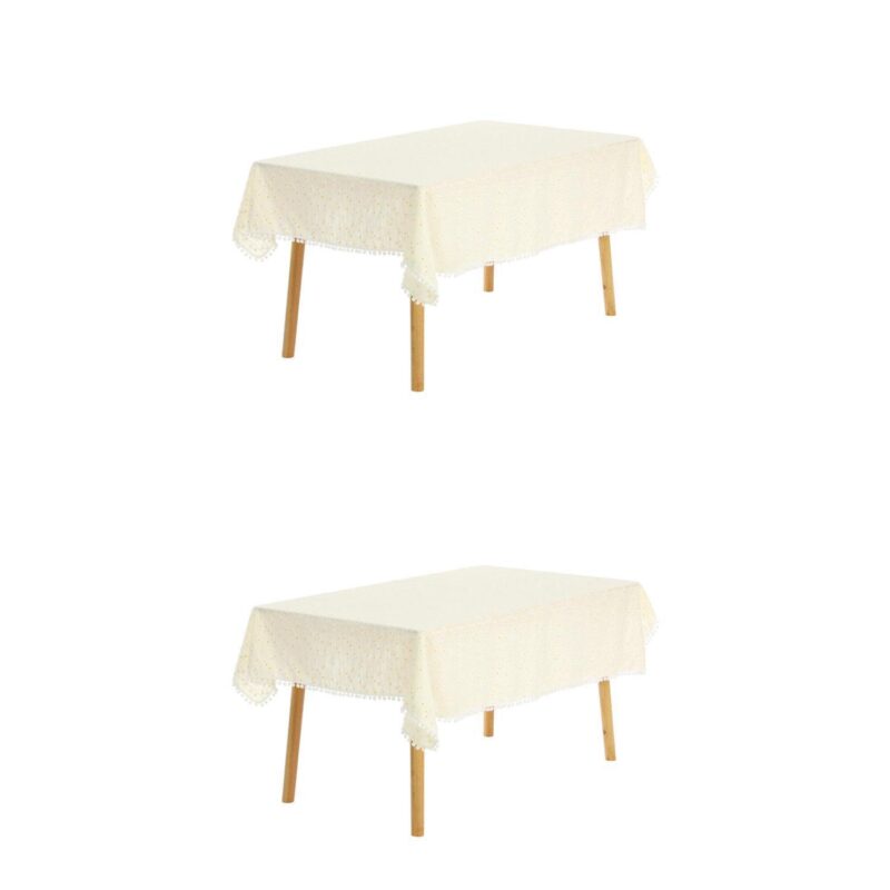 Cotton Tablecloth Soft Table Cover With Tassels For Kitchen Dining Room 55  X 71