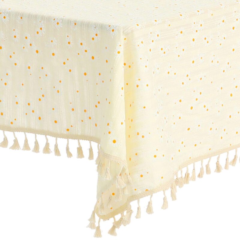Cotton Tablecloth Soft Table Cover With Tassels For Kitchen Dining Room - Image 4
